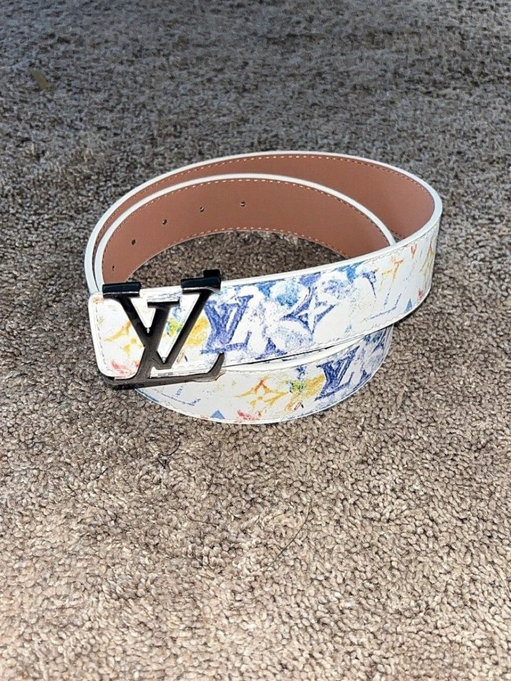 Louis Vuitton LV Watercolor Reversible 110cm Belt in White & Blue